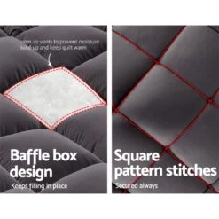 King Mattress Topper Pillowtop 1000GSM Charcoal Microfibre Bamboo Fibre Filling Protector -Home Luxe Store king mattress topper pillowtop 1000gsm charcoal microfibre bamboo fibre filling protector bedzy australia 278040