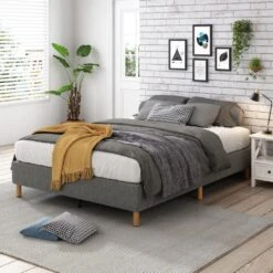 King Metal Bed Frame Mattress Foundation - Dark Grey -Home Luxe Store king metal bed frame mattress foundation dark grey furniture bedroom bedzy australia 675098