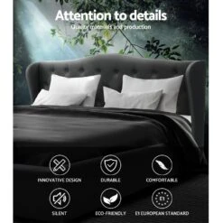 King Premium Package | Altona Bed Charcoal, Algarve Euro Top Mattress (Medium Firm) & Bamboo Mattress Topper! -Home Luxe Store king premium package altona bed charcoal algarve euro top mattress medium firm bonus mattress topper bedzy australia 508489