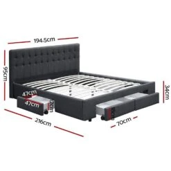 King Premium Package | Trinity Bed Charcoal, Luna Series Euro Top Mattress (Medium Firm) & Bamboo Mattress Topper! -Home Luxe Store king premium package trinity bed charcoal luna series euro top mattress medium firm bonus mattress topper bedzy australia 758611