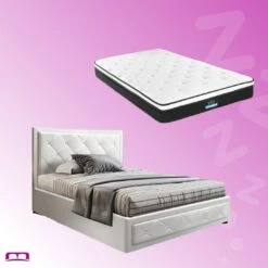 King Single Package | Bronte Storage Bed Frame White & Bonita Euro Top Mattress (Medium Firm)