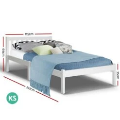 King Single Package | Whitehaven Bed White & Normay Bonnell Spring Pillow Top Mattress (Medium Firm) -Home Luxe Store king single package whitehaven bed white normay bonnell spring pillow top mattress medium firm bedzy australia 561094