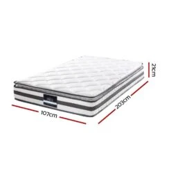 King Single Package | Whitehaven Bed White & Normay Bonnell Spring Pillow Top Mattress (Medium Firm) -Home Luxe Store king single package whitehaven bed white normay bonnell spring pillow top mattress medium firm bedzy australia 749366