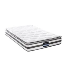King Single Package | Whitehaven Bed White & Normay Bonnell Spring Pillow Top Mattress (Medium Firm) -Home Luxe Store king single package whitehaven bed white normay bonnell spring pillow top mattress medium firm bedzy australia 912206