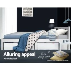 King Single Package | Whitehaven Bed White & Normay Bonnell Spring Pillow Top Mattress (Medium Firm) -Home Luxe Store king single package whitehaven bed white normay bonnell spring pillow top mattress medium firm bedzy australia 998866