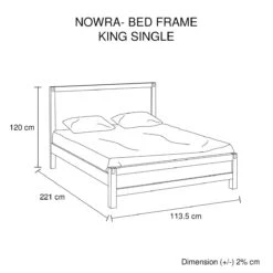Nowra King Single Size Solid Wood Veneered Acacia Bed Frame - Oak -Home Luxe Store nowra wooden king single bed frame base oak bedzy australia 173562
