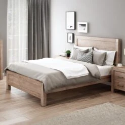 Nowra King Single Size Solid Wood Veneered Acacia Bed Frame - Oak