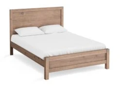 Nowra Queen Size Solid Wood Veneered Acacia Bed Frame - Oak -Home Luxe Store nowra wooden queen bed frame natural bedzy australia 892671