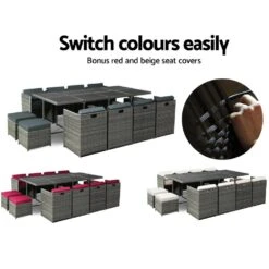 Outdoor Dining Set 13 Piece Wicker Table Chairs Setting Grey -Home Luxe Store outdoor dining set 13 piece wicker table chairs setting grey furniture outdoor bedzy australia 966928