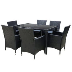 Outdoor Dining Set 7 Piece Wicker Lounge Setting Black -Home Luxe Store outdoor dining set 7 piece wicker lounge setting black furniture outdoor bedzy australia 275103