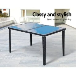 Outdoor Dining Set 7 Piece Wicker Lounge Setting Black -Home Luxe Store outdoor dining set 7 piece wicker lounge setting black furniture outdoor bedzy australia 346354