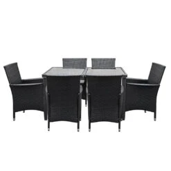 Outdoor Dining Set 7 Piece Wicker Lounge Setting Black -Home Luxe Store outdoor dining set 7 piece wicker lounge setting black furniture outdoor bedzy australia 857633