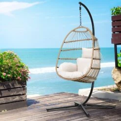 Outdoor Egg Swing Pod Chair Hammock With Stand Beach -Home Luxe Store outdoor egg swing pod chair hammock with stand beach bedzy australia abn 18 642 972 209 273373