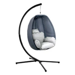 Outdoor Fabric Egg Swing Pod Chair Hammock With Stand Grey -Home Luxe Store outdoor fabric egg swing pod chair hammock with stand grey bedzy australia abn 18 642 972 209 744340