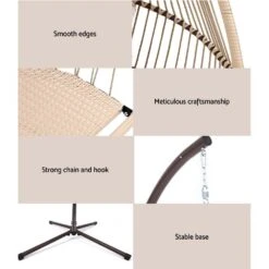 Outdoor Furniture Egg Hanging Swing Chair With Stand | Latte Wicker Rattan Hammock -Home Luxe Store outdoor furniture egg hanging swing chair with stand latte wicker rattan hammock bedzy australia abn 18 642 972 209 498567