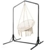 Outdoor Hammock Chair With Stand Cotton Swing Relax Hanging 124CM Cream