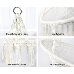 Outdoor Hammock Chair With Stand Cotton Swing Relax Hanging 124CM Cream -Home Luxe Store outdoor hammock chair with stand cotton swing relax hanging 124cm cream bedzy australia abn 18 642 972 209 376411