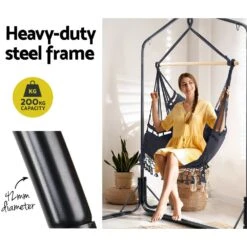 Outdoor Hammock Chair With Stand Tassel Hanging Rope Hammocks Grey -Home Luxe Store outdoor hammock chair with stand tassel hanging rope hammocks grey bedzy australia abn 18 642 972 209 869161
