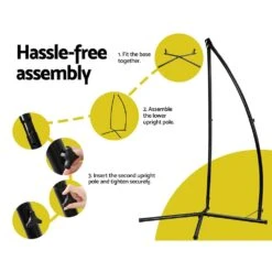 Outdoor Hammock Chair With Steel Stand Cotton Swing Hanging 124CM Grey -Home Luxe Store outdoor hammock chair with steel stand cotton swing hanging 124cm grey bedzy australia abn 18 642 972 209 256884