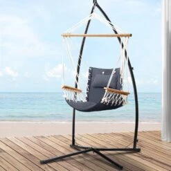 Outdoor Hammock Chair With Steel Stand Hanging Hammock Beach Grey -Home Luxe Store outdoor hammock chair with steel stand hanging hammock beach grey bedzy australia abn 18 642 972 209 713751