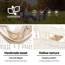 Outdoor Hammock Chair With Steel Stand Tassel Hanging Rope Hammock Cream -Home Luxe Store outdoor hammock chair with steel stand tassel hanging rope hammock cream bedzy australia abn 18 642 972 209 622591