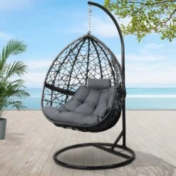 Outdoor Hanging Swing Chair Black -Home Luxe Store outdoor hanging swing chair black bedzy australia abn 18 642 972 209 857386