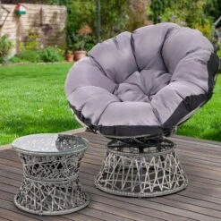 Outdoor Lounge Setting Papasan Chair Wicker Table Garden Furniture Grey 18 Outdoor Lounge Setting Papasan Chair Wicker Table Garden Furniture Grey -Home Luxe Store outdoor lounge setting papasan chair wicker table garden furniture grey furniture bar stools chairs bedzy australia 603935
