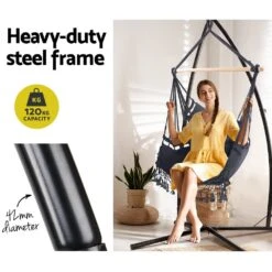 Outdoor Rope Hammock Chair With Steel Stand Grey -Home Luxe Store outdoor rope hammock chair with steel stand grey bedzy australia abn 18 642 972 209 889654