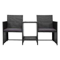 Outdoor Setting Wicker Loveseat Birstro Set Patio Garden Furniture Black -Home Luxe Store outdoor setting wicker loveseat birstro set patio garden furniture black bedzy australia abn 18 642 972 209 544798