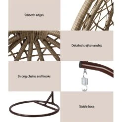 Outdoor Wicker Egg Swing Pod Chair Hammock With Stand Brown -Home Luxe Store outdoor wicker egg swing pod chair hammock with stand brown bedzy australia abn 18 642 972 209 378687