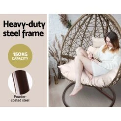 Outdoor Wicker Egg Swing Pod Chair Hammock With Stand Brown -Home Luxe Store outdoor wicker egg swing pod chair hammock with stand brown bedzy australia abn 18 642 972 209 500827