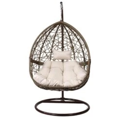 Outdoor Wicker Egg Swing Pod Chair Hammock With Stand Brown -Home Luxe Store outdoor wicker egg swing pod chair hammock with stand brown bedzy australia abn 18 642 972 209 930660