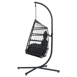 Outdoor Wicker Egg Swing Pod Chair Hammock With Stand Grey -Home Luxe Store outdoor wicker egg swing pod chair hammock with stand grey bedzy australia abn 18 642 972 209 868899