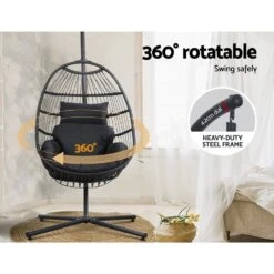 Outdoor Wicker Egg Swing Pod Chair Hammock With Stand Grey -Home Luxe Store outdoor wicker egg swing pod chair hammock with stand grey bedzy australia abn 18 642 972 209 969029