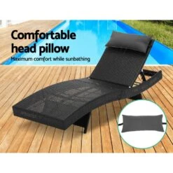 Outdoor Wicker Sun Lounge - Black -Home Luxe Store outdoor wicker sun lounge black bedzy australia 571142
