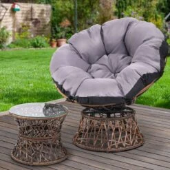 Papasan Chair And Side Table - Brown -Home Luxe Store papasan chair and side table brown bedzy australia abn 18 642 972 209 418618