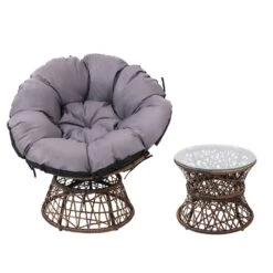 Papasan Chair And Side Table - Brown -Home Luxe Store papasan chair and side table brown bedzy australia abn 18 642 972 209 779722