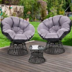 Papasan Chair And Side Table Set- Black -Home Luxe Store papasan chair and side table set black bedzy australia abn 18 642 972 209 135489
