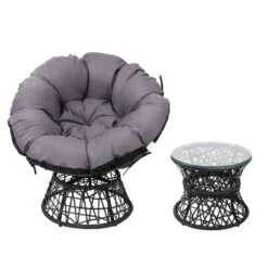 Papasan Chair And Side Table Set- Black -Home Luxe Store papasan chair and side table set black bedzy australia abn 18 642 972 209 144940