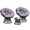 Papasan Chair And Side Table Set- Black