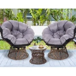 Papasan Chair And Side Table Set - Brown -Home Luxe Store papasan chair and side table set brown bedzy australia abn 18 642 972 209 862428