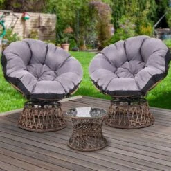 Papasan Chair And Side Table Set - Brown -Home Luxe Store papasan chair and side table set brown bedzy australia abn 18 642 972 209 925849