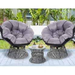 Papasan Chairs And Side Table Set (Grey) -Home Luxe Store papasan chairs and side table set grey bedzy australia abn 18 642 972 209 464552