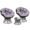 Papasan Chairs And Side Table Set (Grey)