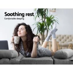 Portable 2-seater Floor Folding Sofa Bed (Grey) -Home Luxe Store portable 2 seater floor folding sofa bed grey bedzy australia 140817