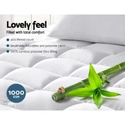 Queen Mattress Topper Bamboo Fibre Pillowtop Protector -Home Luxe Store queen mattress topper bamboo fibre pillowtop protector bedzy australia 846897