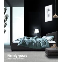 Queen Package | Bondi Bed Charcoal & Normay Pillow Top Mattress (Medium Firm) -Home Luxe Store queen package bondi bed charcoal normay pillow top mattress medium firm bedzy australia 164982