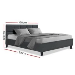 Queen Package | Bondi Bed Charcoal & Normay Pillow Top Mattress (Medium Firm) -Home Luxe Store queen package bondi bed charcoal normay pillow top mattress medium firm bedzy australia 493606