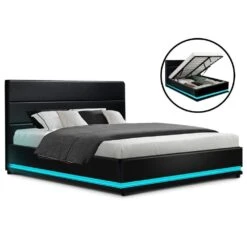 Queen Package | Henley LED Storage Bed Black & Bonita Euro Top Mattress (Medium Firm) -Home Luxe Store queen package henley led storage bed black bonita euro top mattress medium firm bedzy australia 388356