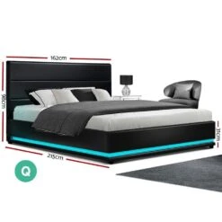 Queen Package | Henley LED Storage Bed Black & Bonita Euro Top Mattress (Medium Firm) -Home Luxe Store queen package henley led storage bed black bonita euro top mattress medium firm bedzy australia 863852